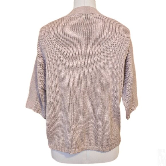 Dusty Pink GAP Knit Top w Zippers Short Sleeve Pastel Cute Womens T Shirt Size M - Picture 7 of 10